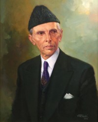 Muhammed Ali Bhatti, MA Jinnah, 26 x 34 Inch, Oil on Canvas, Figurative Painting, AC-AB-006